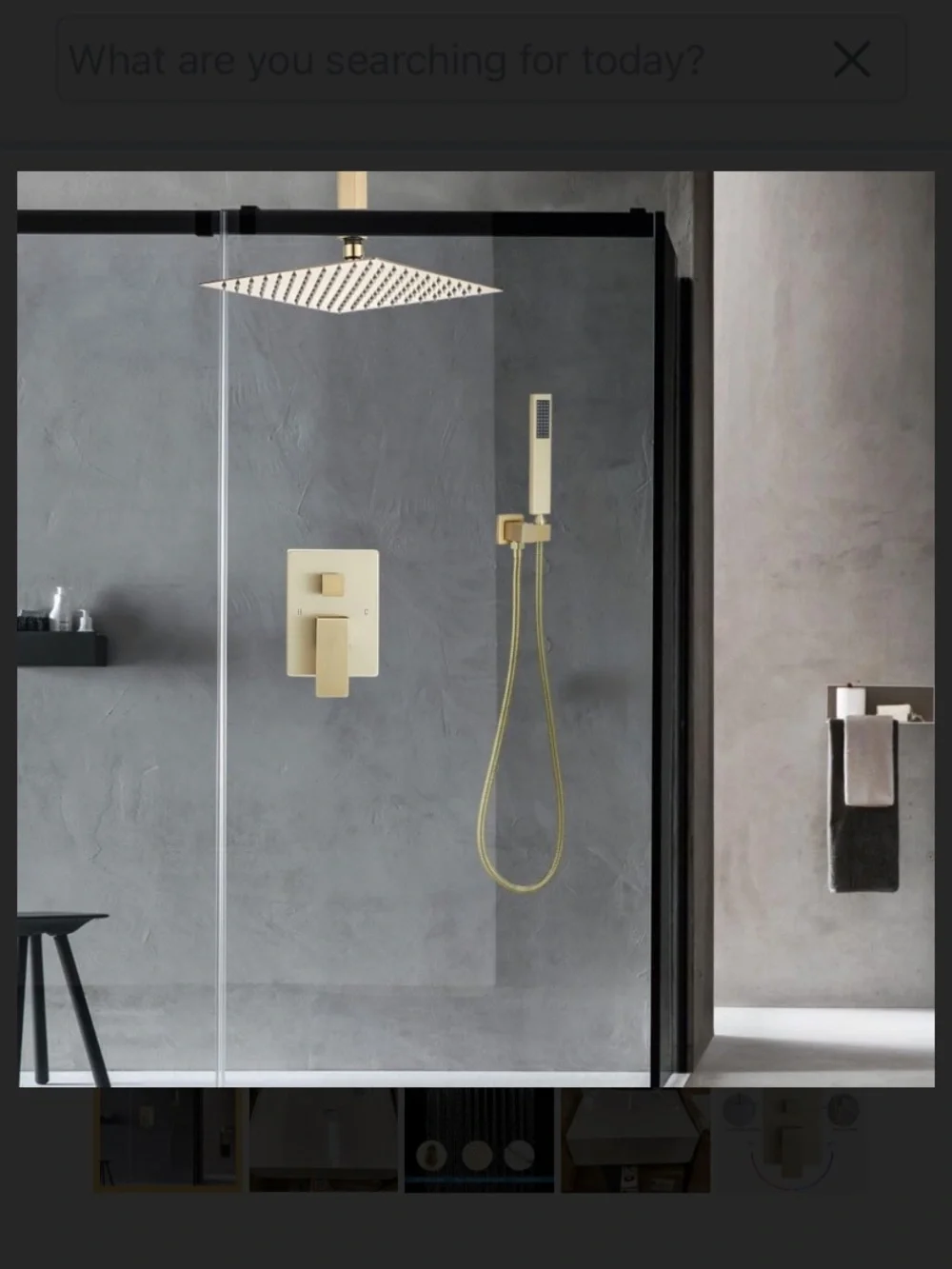 Brushed Gold Wall-Mount Shower Set with Handheld Spray and Celling Shower Head